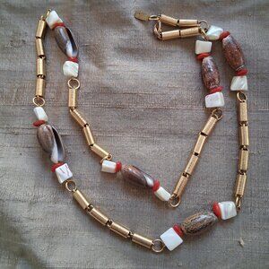 KENNETH LANE VINTAGE GOLD TONE AND SHELL NECKLACE